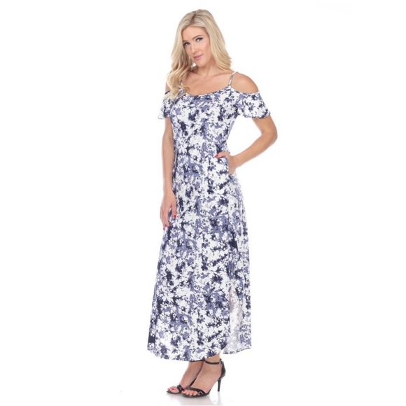 White Mark Dresses & Skirts - NWT $80 Floral Tie Dye Cold Shoulder Maxi Dress - White Mark dress - size XL